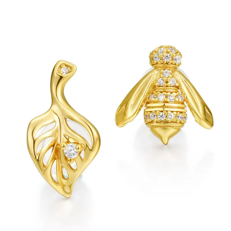 Lovely Asymmetric Bee Leaf Zircon Earrings For Women Girl 925 Sterling Silver Earrings, Picture
Lovely Asymmetric Bee Leaf Zircon Earrings For Women Girl 925 Sterling Silver Earrings, Picture