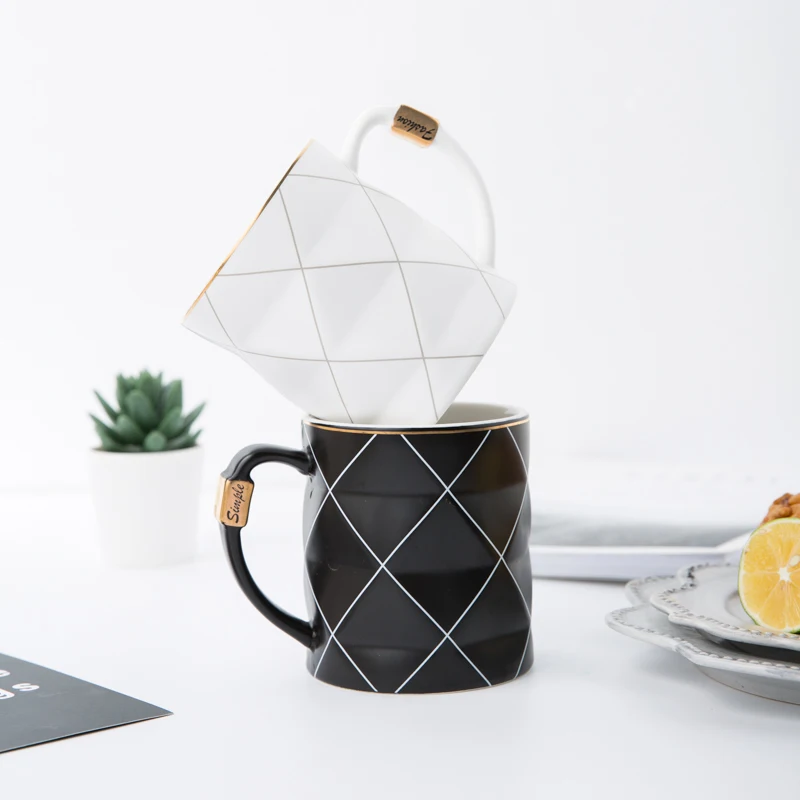 Nordic Golden Black and White Grid Geometry Ceramic Mug Porcelain Juice Drinking Coffee Milk Tea Cup
Nordic Golden Black and White Grid Geometry Ceramic Mug Porcelain Juice Drinking Coffee Milk Tea Cup