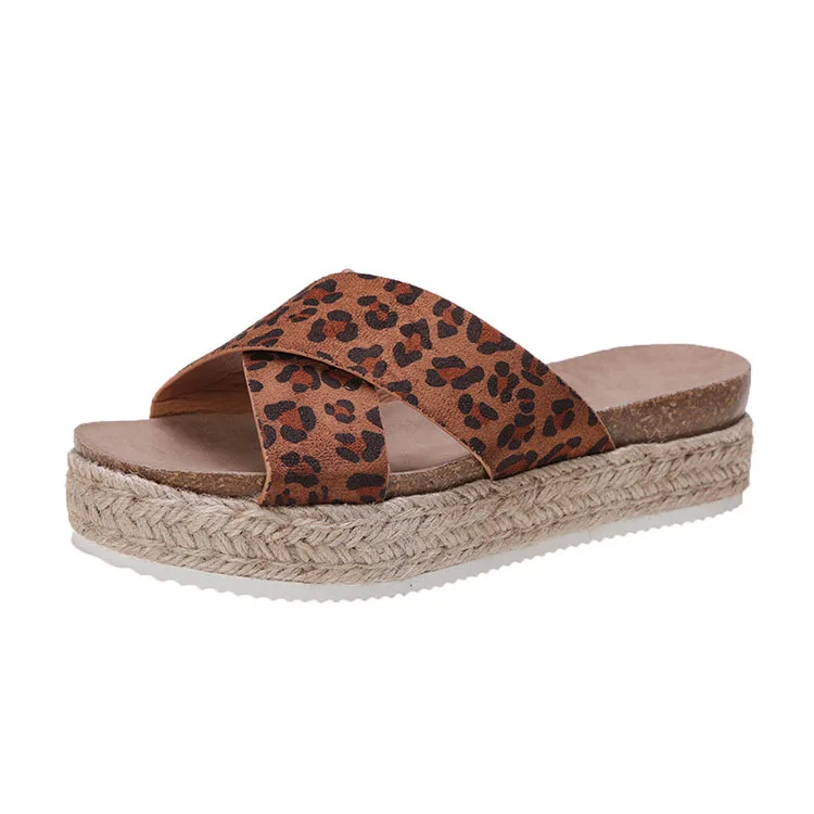 Fashion set feet women's sandals casual large size platform ladies leopard print slippers
Fashion set feet women's sandals casual large size platform ladies leopard print slippers