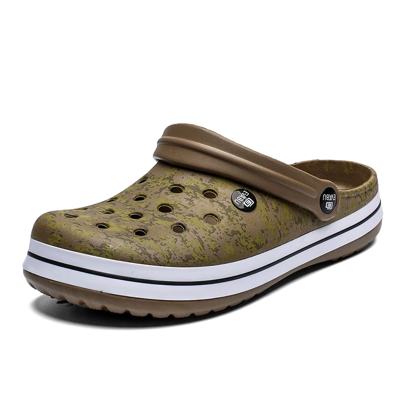 New design cool printing men's clogs camouflage EVA garden shoes for man soft breathable men's slippers beach sandals EVA clogs, As picture
New design cool printing men's clogs camouflage EVA garden shoes for man soft breathable men's slippers beach sandals EVA clogs, As picture