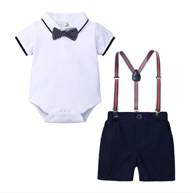 

Baby Rompers Cotton Bow Tie Tuxedos Gentleman Bib Clothing Toddler baby boy clothes, As the picture show