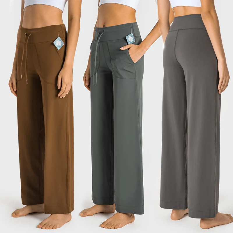 Wholesale Custom Loose Wide Leg Flared Yoga Pants Ladies Dance Gym Wear Drawstring With Side Pocket Leggings Trousers For Women
Wholesale Custom Loose Wide Leg Flared Yoga Pants Ladies Dance Gym Wear Drawstring With Side Pocket Leggings Trousers For Women
