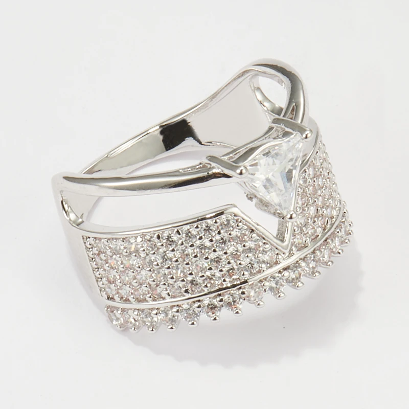 Wedding Jewelry Sparkling Geometric Diamond Cubic Zircon Ring Women Rhodium Engagement Rings
Wedding Jewelry Sparkling Geometric Diamond Cubic Zircon Ring Women Rhodium Engagement Rings