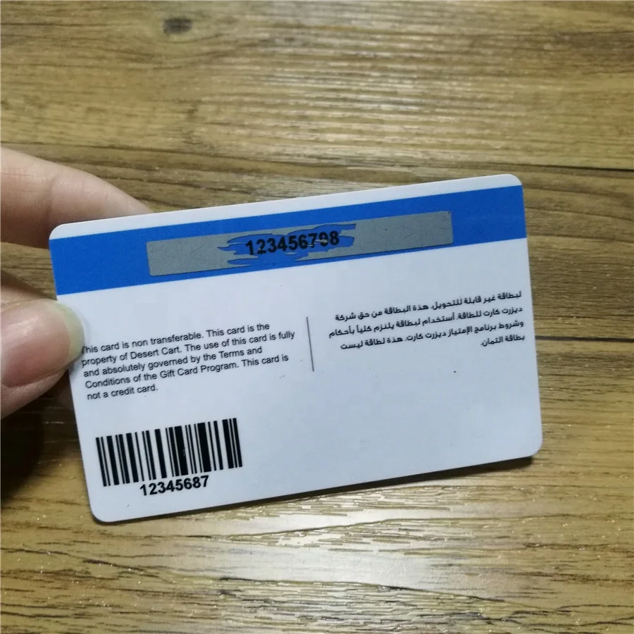 credit card size barcode printing pvc gift card with custom