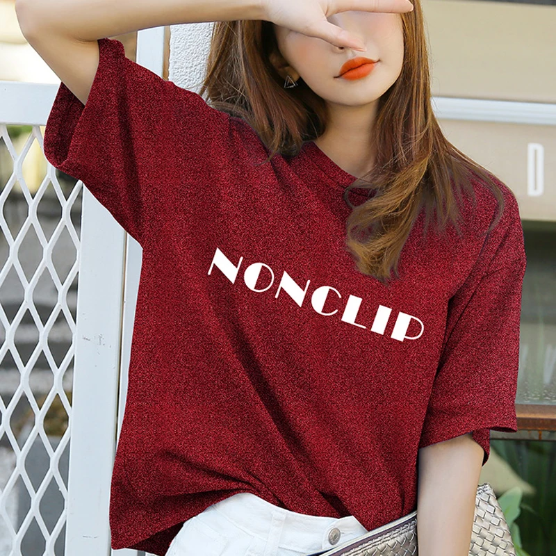High quality spot wholesale women's T-shirts gold thread sparkled letter printing Tops Short Sleeve Casual Plus Size T-shirts, Customized color
High quality spot wholesale women's T-shirts gold thread sparkled letter printing Tops Short Sleeve Casual Plus Size T-shirts, Customized color