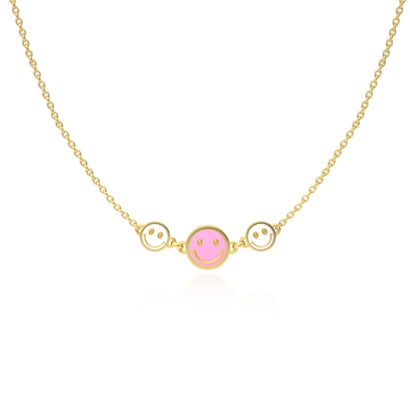 ROXI Hot selling 3 smiley face necklace jewelry enamel smiley face necklaces for girl, Gold
ROXI Hot selling 3 smiley face necklace jewelry enamel smiley face necklaces for girl, Gold