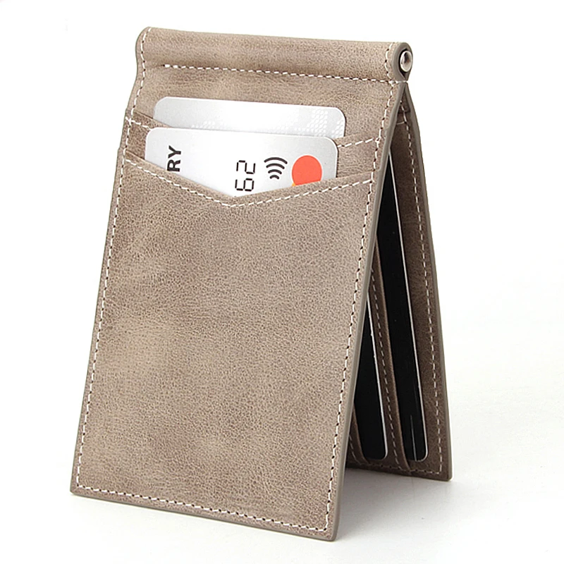RFID Blocking Slim Bifold Genuine Leather Minimalist Front Pocket Wallets for Men with Money Clip