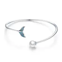 Fashion 925 Sterling Silver Jewelry Blue Cubic Zirconia Mermaid Tail Women Bracelet with Pearl
Fashion 925 Sterling Silver Jewelry Blue Cubic Zirconia Mermaid Tail Women Bracelet with Pearl