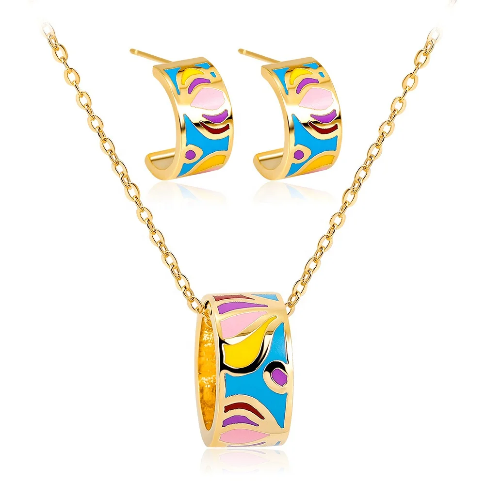 Wholesale Brass Material Earrings Necklace Gold Plated Colorful Enamel Set Jewellery
Wholesale Brass Material Earrings Necklace Gold Plated Colorful Enamel Set Jewellery