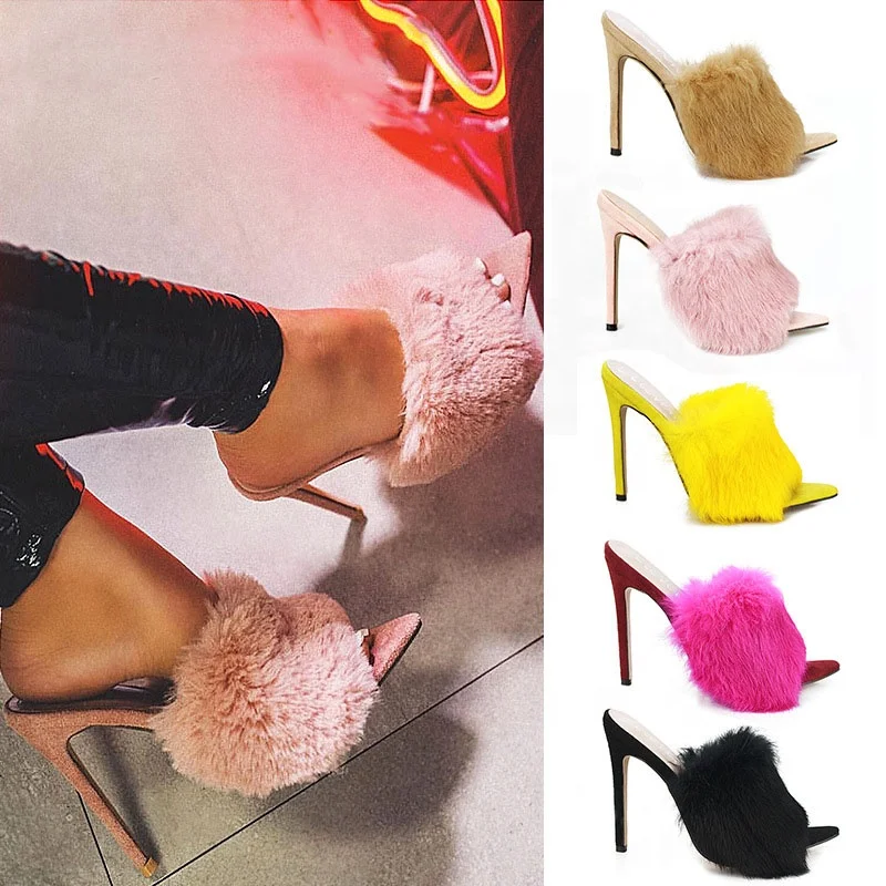 Wholesale latest luxury rabbit fur open toe high heel slippers sandals, Black,nude,gold,etc
Wholesale latest luxury rabbit fur open toe high heel slippers sandals, Black,nude,gold,etc