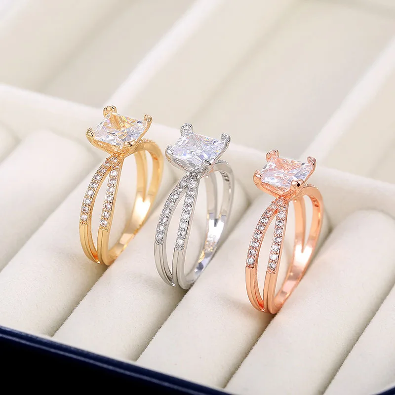 Princess Cut High Grade Moissanite Ring Gold/Silver/ Rose Gold Plated Women Rings Three Colors Square CZ Solitaire Rings
Princess Cut High Grade Moissanite Ring Gold/Silver/ Rose Gold Plated Women Rings Three Colors Square CZ Solitaire Rings