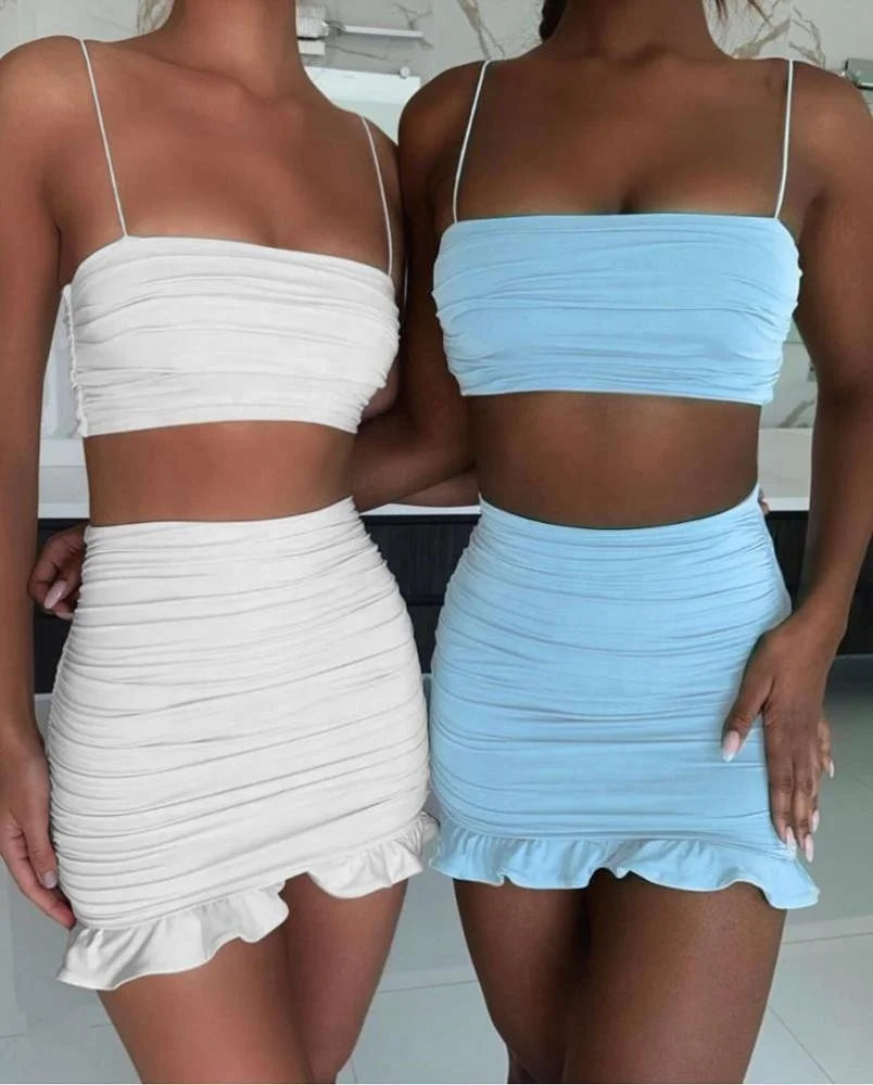 White Women 2 Piece Set Bodycon Dress Ruffles Off Shoulder Crop Top Summer Dress Casual Short Beach Dress Vestidos
White Women 2 Piece Set Bodycon Dress Ruffles Off Shoulder Crop Top Summer Dress Casual Short Beach Dress Vestidos