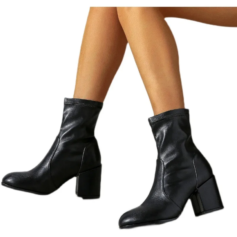 2022 New Arrivals Wholesale Women's Boots Round Toe Thick High Heel Stretch Women Trendy Short Boots
2022 New Arrivals Wholesale Women's Boots Round Toe Thick High Heel Stretch Women Trendy Short Boots