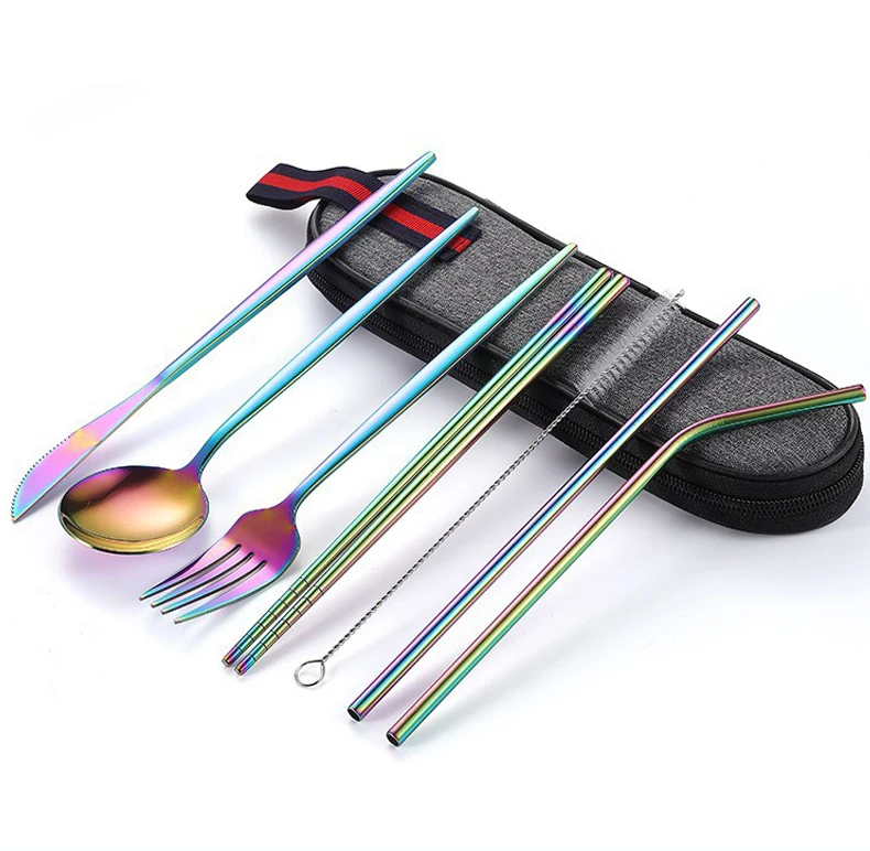 Reusable Cutlery Stainless Steel Office Utensil and Metal Straw Camping Portable Travel Cutlery Set with Case, Customized color
Reusable Cutlery Stainless Steel Office Utensil and Metal Straw Camping Portable Travel Cutlery Set with Case, Customized color