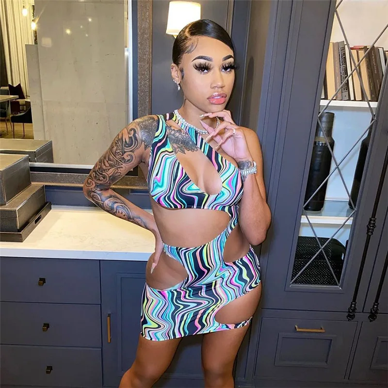 Cut Out Printed Sexy Party Mini Dresses One Shoulder Sleeveless Hot Going Out Outfits For Women Midnight Clubwear Dress
Cut Out Printed Sexy Party Mini Dresses One Shoulder Sleeveless Hot Going Out Outfits For Women Midnight Clubwear Dress