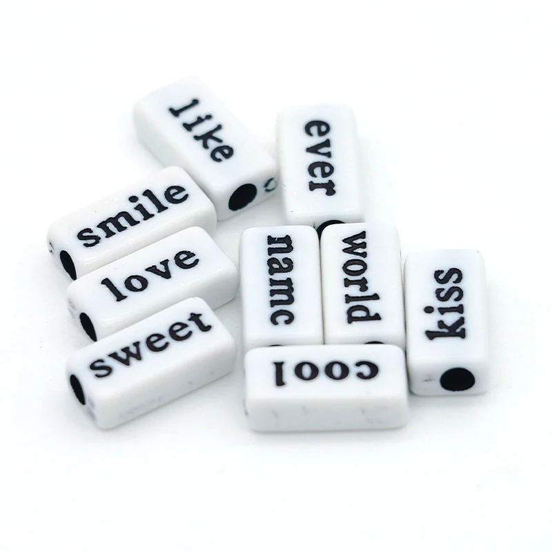 wholesales White plastic acrylic rectangle black alphabet letter beads for jewelry making
wholesales White plastic acrylic rectangle black alphabet letter beads for jewelry making