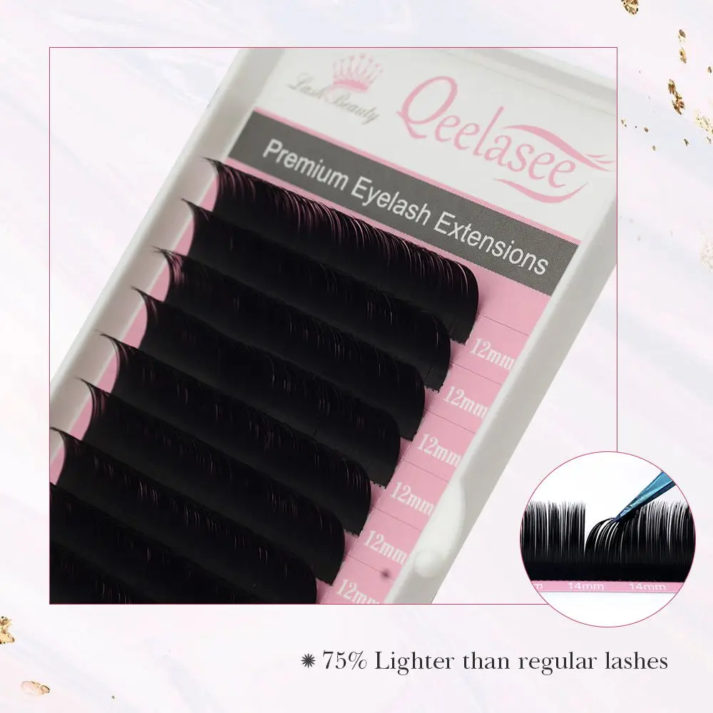 

Luxury Deep Black Matte Faux Mink Eyelashes extensions individual premium cashmere Ellipse Flat Lashes