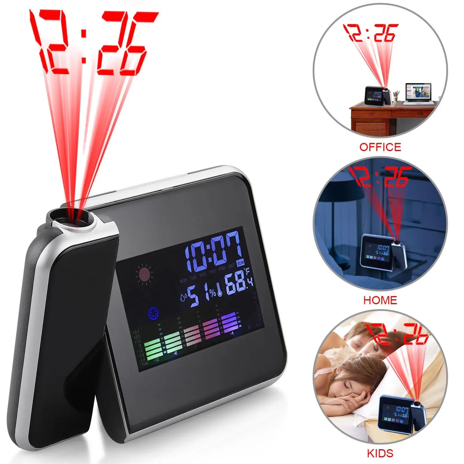 Dropshipping Digital Alarm Clock Weather forecast projector alarm clock Table LED Back Light Desk Projection Alarm Clock, Black, white
Dropshipping Digital Alarm Clock Weather forecast projector alarm clock Table LED Back Light Desk Projection Alarm Clock, Black, white