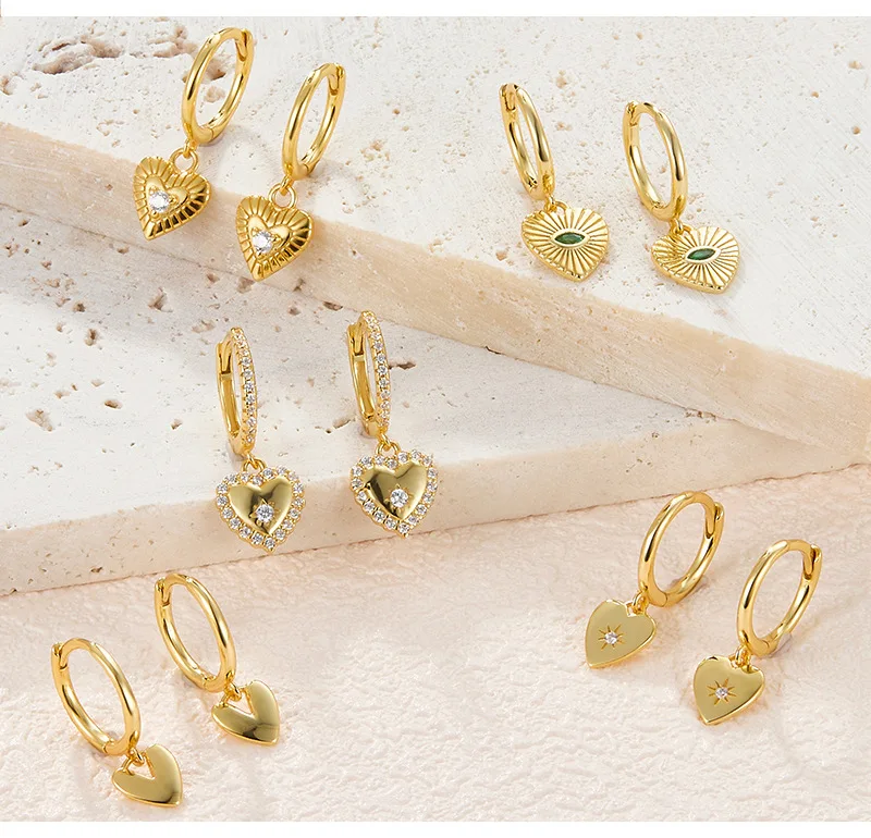 vintage zircon drop huggie gold plated heart charm love jewelry elegant sterling silver 925 heart huggie earrings for women
vintage zircon drop huggie gold plated heart charm love jewelry elegant sterling silver 925 heart huggie earrings for women