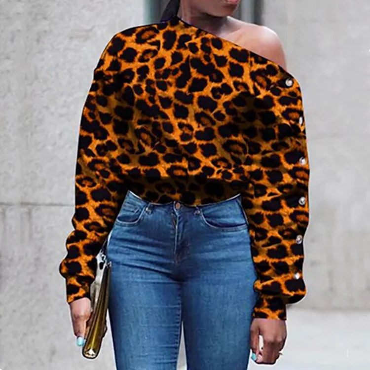 2021 Fall Ladies Tops Shirt Long Sleeve Leopard Blouses Asymmetrical One Shoulder Women Shirt For Women Blouse Tops
2021 Fall Ladies Tops Shirt Long Sleeve Leopard Blouses Asymmetrical One Shoulder Women Shirt For Women Blouse Tops