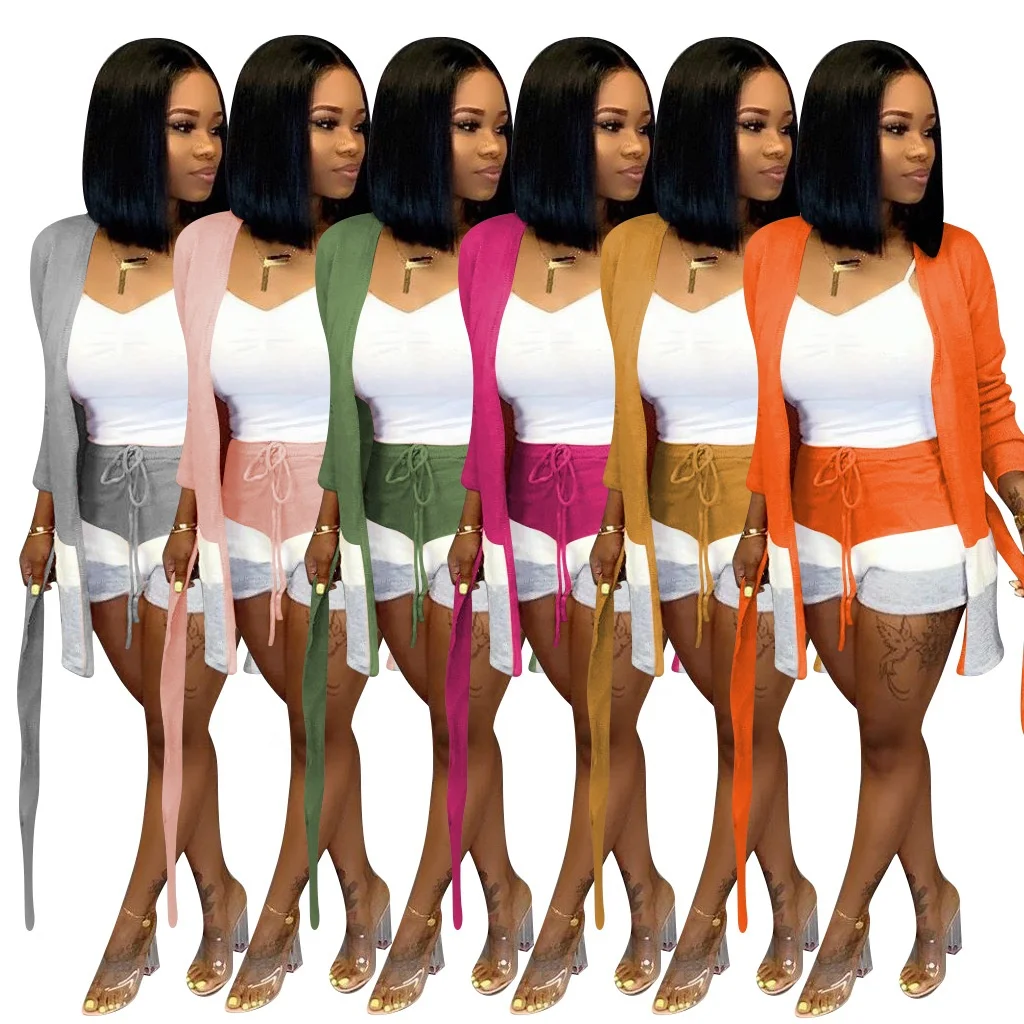 2021 Hot Selling Women Long Sleeve Patchwork Striped Sexy Clothing High Waist Cardigan Drawstring Shorts 2 Piece Set With Belt
2021 Hot Selling Women Long Sleeve Patchwork Striped Sexy Clothing High Waist Cardigan Drawstring Shorts 2 Piece Set With Belt