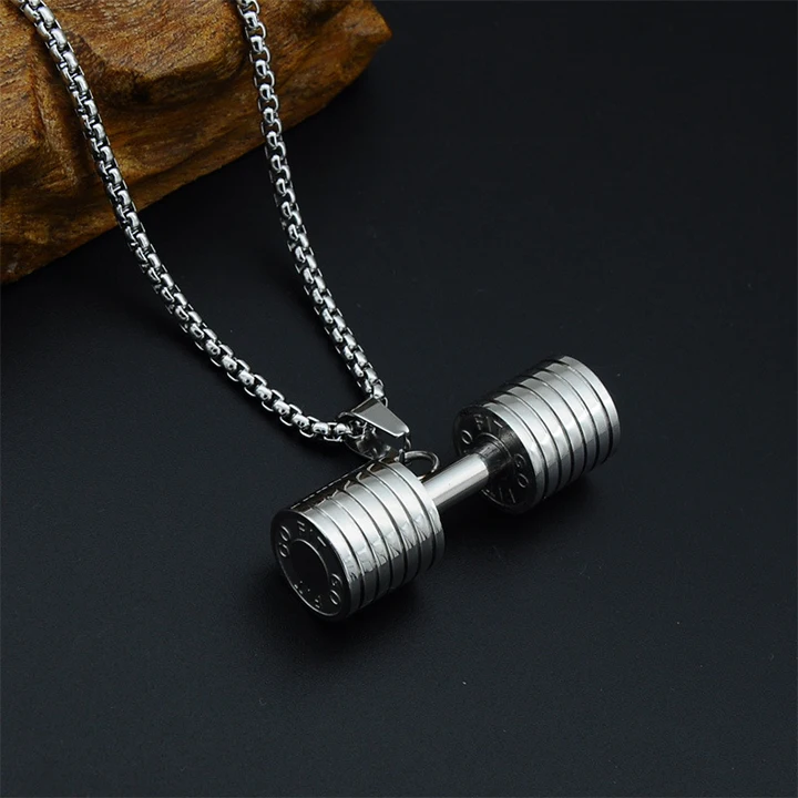Fashion Stainless Steel Necklace Fitness Dumbbell Strap Necklace Hip Hop Necklace for Men, Picture shows
Fashion Stainless Steel Necklace Fitness Dumbbell Strap Necklace Hip Hop Necklace for Men, Picture shows