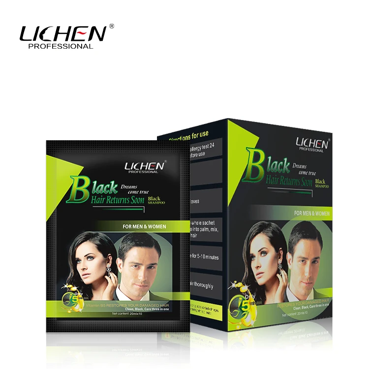 Lichen Magic Black Hair Herbal Fast Black Dyeing Hair Shampoo