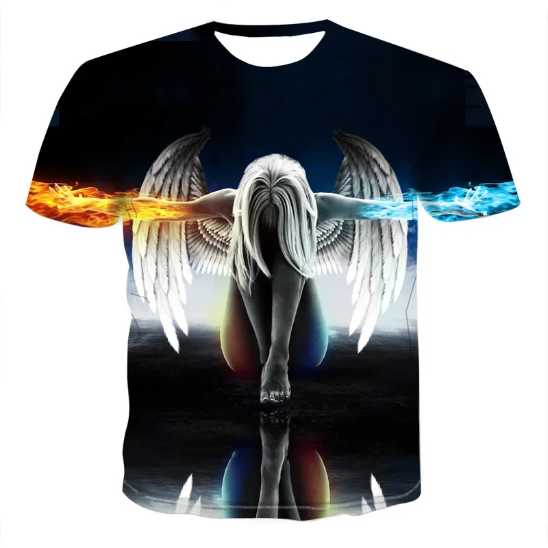 European and American Men's Printed Lipstick Women's Wings Colorful 3D Printed Short Sleeve T-shirt Men's Wear
European and American Men's Printed Lipstick Women's Wings Colorful 3D Printed Short Sleeve T-shirt Men's Wear