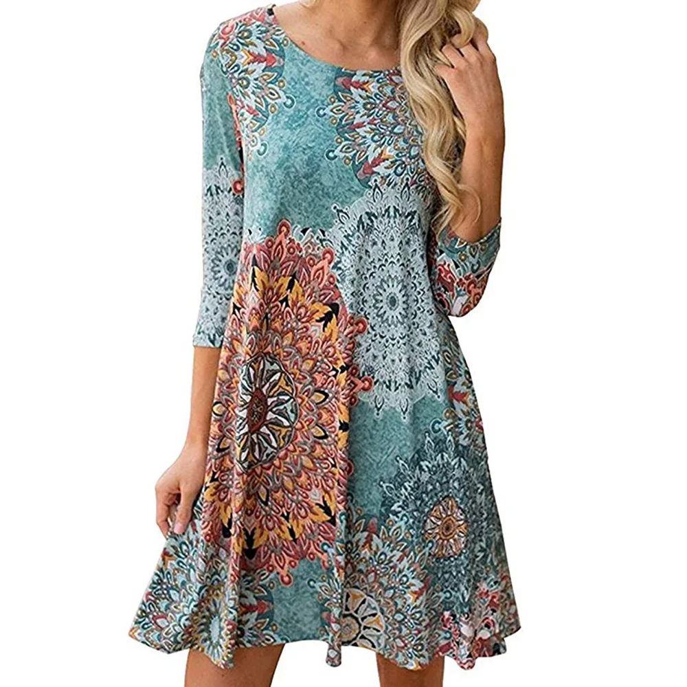 Floral Printed Dress Women's Casual Three Quarter Sleeve Fit and Flare Party Midi Dress with Pockets, As picture
Floral Printed Dress Women's Casual Three Quarter Sleeve Fit and Flare Party Midi Dress with Pockets, As picture