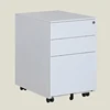 Anti-dumping activity cabinet Metal white drawers storage mobile pedestal cabinet