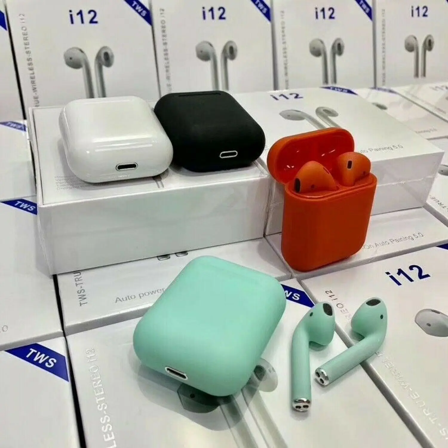 Both Sides V5.0 EDR Ture Wireless Stereo 5.0 Blue-tooth Earphone i12 TWS Earbuds - ANKUX.COM
