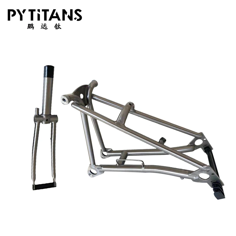 Titanium alloy front fork titanium alloy folding bicycle 74 front fork and Back Triangle Frame, Metal
Titanium alloy front fork titanium alloy folding bicycle 74 front fork and Back Triangle Frame, Metal