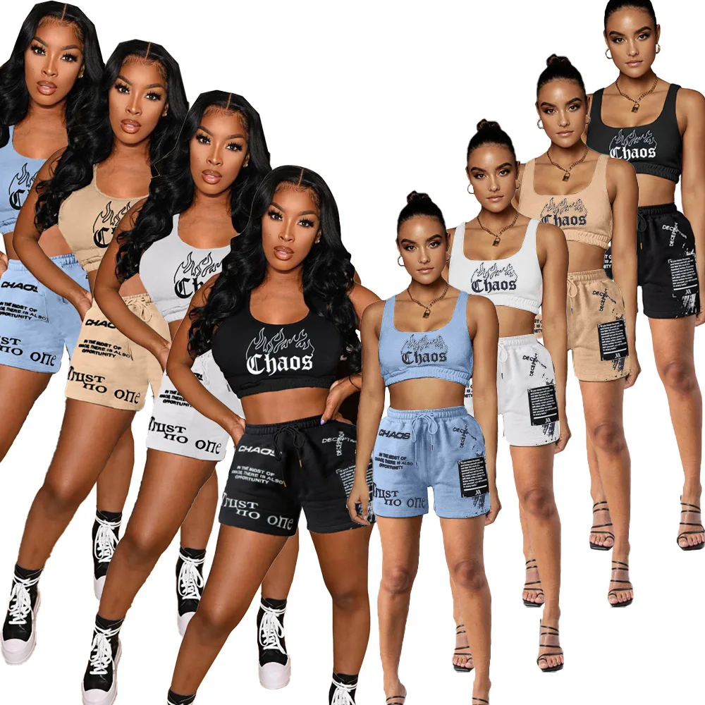 Hot Selling 2021 Summer Casual Sports Suit Letter Print Tank Top And Pants Set Women Two Piece Short Set, Picture
Hot Selling 2021 Summer Casual Sports Suit Letter Print Tank Top And Pants Set Women Two Piece Short Set, Picture