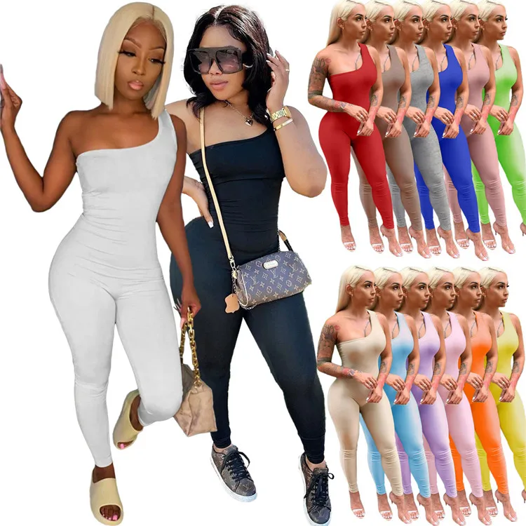 2021 Sexy Ladies Bodycon Rompers solid colour One Shoulder Sleeveless Summer Women One Piece Jumpsuits
2021 Sexy Ladies Bodycon Rompers solid colour One Shoulder Sleeveless Summer Women One Piece Jumpsuits