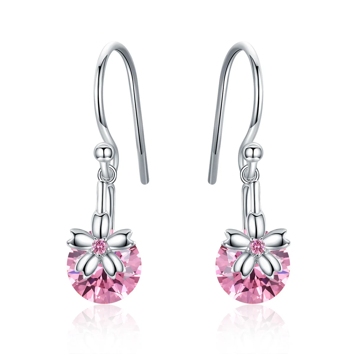 BAMOER Romantic 925 Sterling Silver Sakura Pink Flower Cubic Zircon Drop Earrings Women Female Wedding Jewelry BSE039 
BAMOER Romantic 925 Sterling Silver Sakura Pink Flower Cubic Zircon Drop Earrings Women Female Wedding Jewelry BSE039