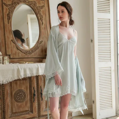 100% Pure Silk Nightgown with Robe Solid Lace Night Gown Two Piece Suit Short Slip Sleepwear, Customized colors
100% Pure Silk Nightgown with Robe Solid Lace Night Gown Two Piece Suit Short Slip Sleepwear, Customized colors