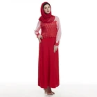 Low Price Dubai Latest Abaya Designs Islamic Clothing Long Sleeved Sexy Red Muslim Dress