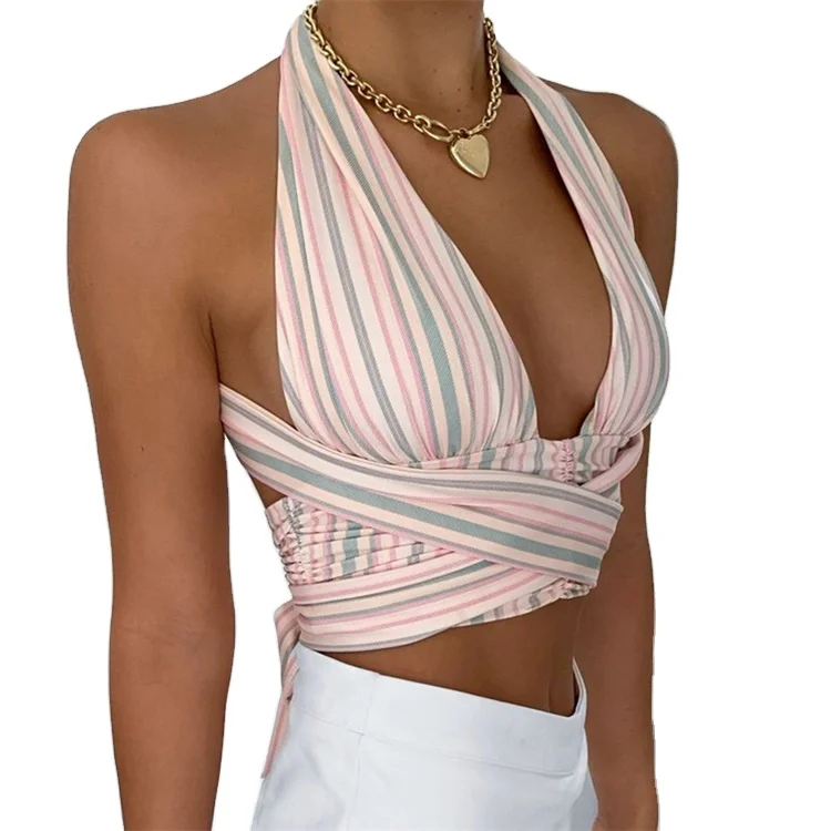 Customized Designed women halter neck striped backless sexy top women T-shirt Sexy deep V-neck low-cup hot girl's tops for woman, Multicolor printing
Customized Designed women halter neck striped backless sexy top women T-shirt Sexy deep V-neck low-cup hot girl's tops for woman, Multicolor printing