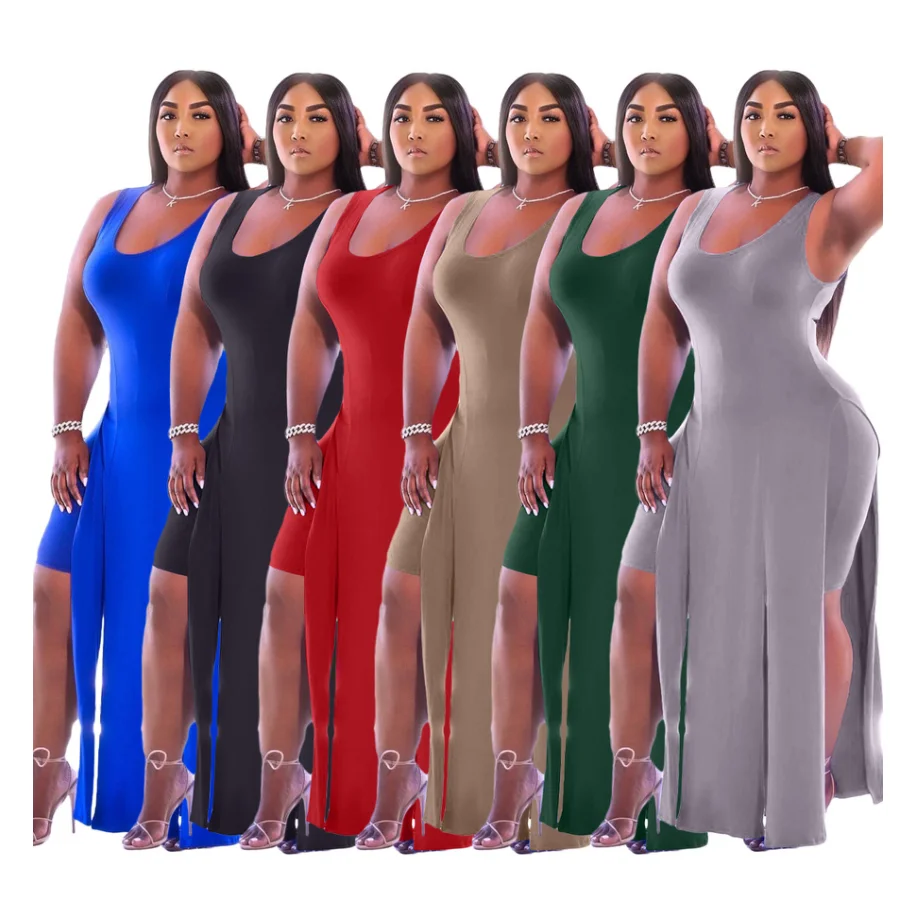 2021 New Arrivals Women High Slit Long Dress Matching Biker Shorts Set Plus Size Two Pieces Set Women's Clothing
2021 New Arrivals Women High Slit Long Dress Matching Biker Shorts Set Plus Size Two Pieces Set Women's Clothing