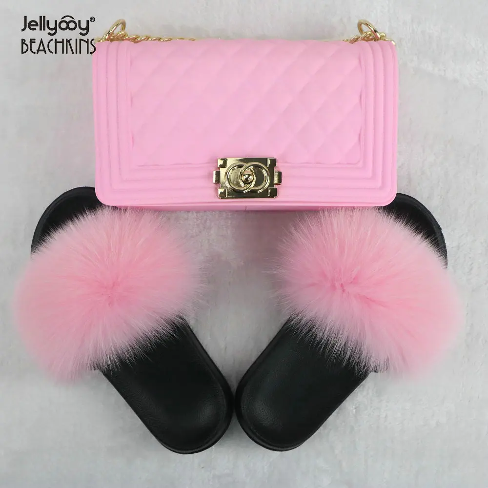 Jellyooy BEACHKINS PVC Matte Jelly Bag With Fox Fur Slippers Purse Bags Match Fur Slides Sandals Sets, Many colors
Jellyooy BEACHKINS PVC Matte Jelly Bag With Fox Fur Slippers Purse Bags Match Fur Slides Sandals Sets, Many colors