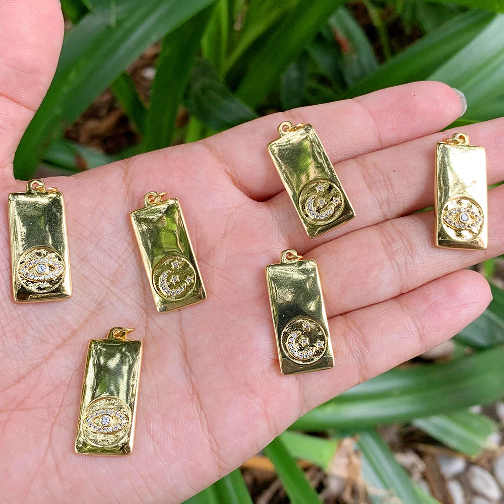 Eye/Moon And Star Pattern Rectangle Pendant 18K Gold Plated DIY Jewelry Brass Accessories Suitable For Making Jewelry
Eye/Moon And Star Pattern Rectangle Pendant 18K Gold Plated DIY Jewelry Brass Accessories Suitable For Making Jewelry