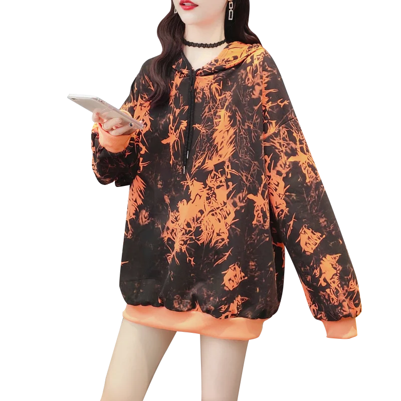 Tie-dye printed hoodie women spring and autumn new style Korean loose top coat, Picture
Tie-dye printed hoodie women spring and autumn new style Korean loose top coat, Picture
