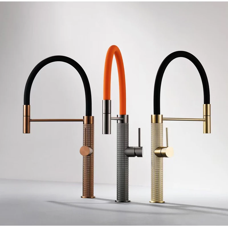 

kitchen faucet brushed rose gold water tap modern kitchen taps brass pull out sprayer kitchen mixer sink faucets