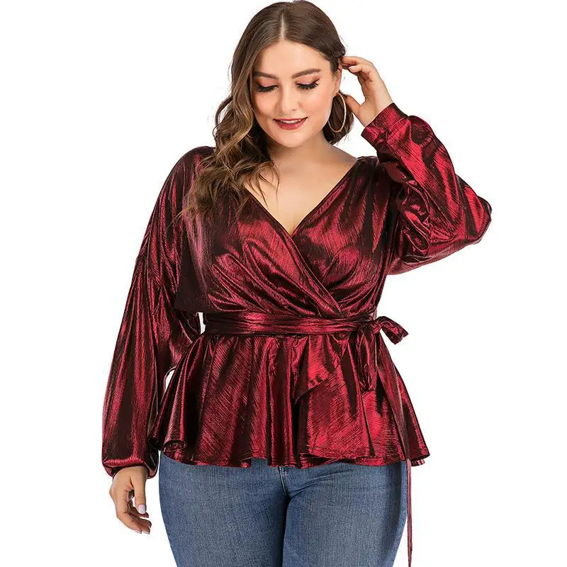 Cross-border hot sale 2020 fall/winter hedging V-neck slim plus size blouse, You can be custom
Cross-border hot sale 2020 fall/winter hedging V-neck slim plus size blouse, You can be custom