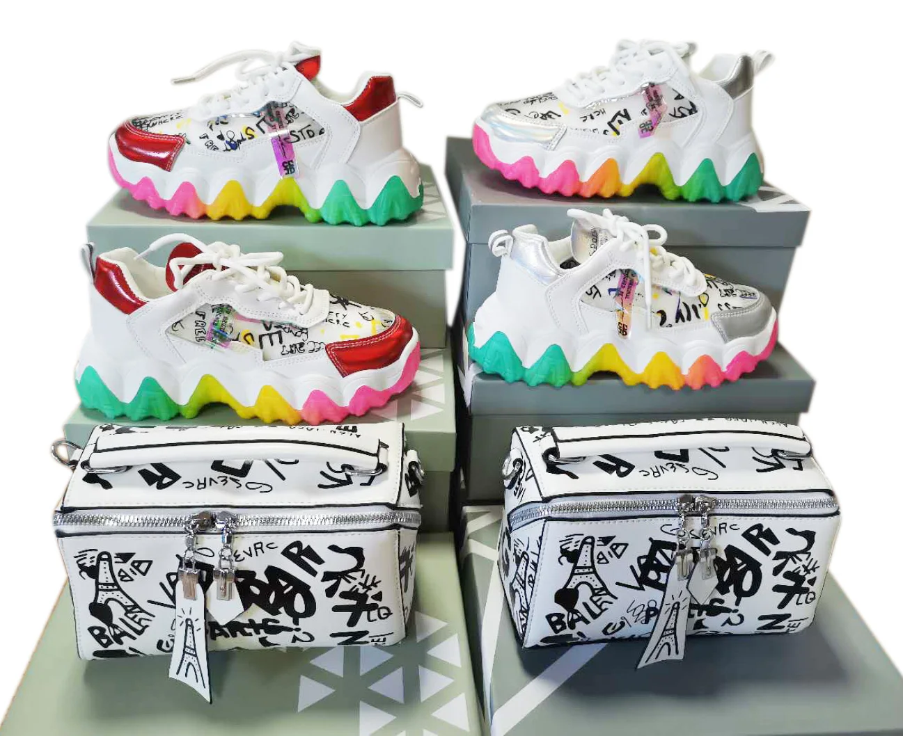 Fashion Rainbow High Platform Sneakers Chunky Sport Shoes and Bags Chaussures Female
Fashion Rainbow High Platform Sneakers Chunky Sport Shoes and Bags Chaussures Female