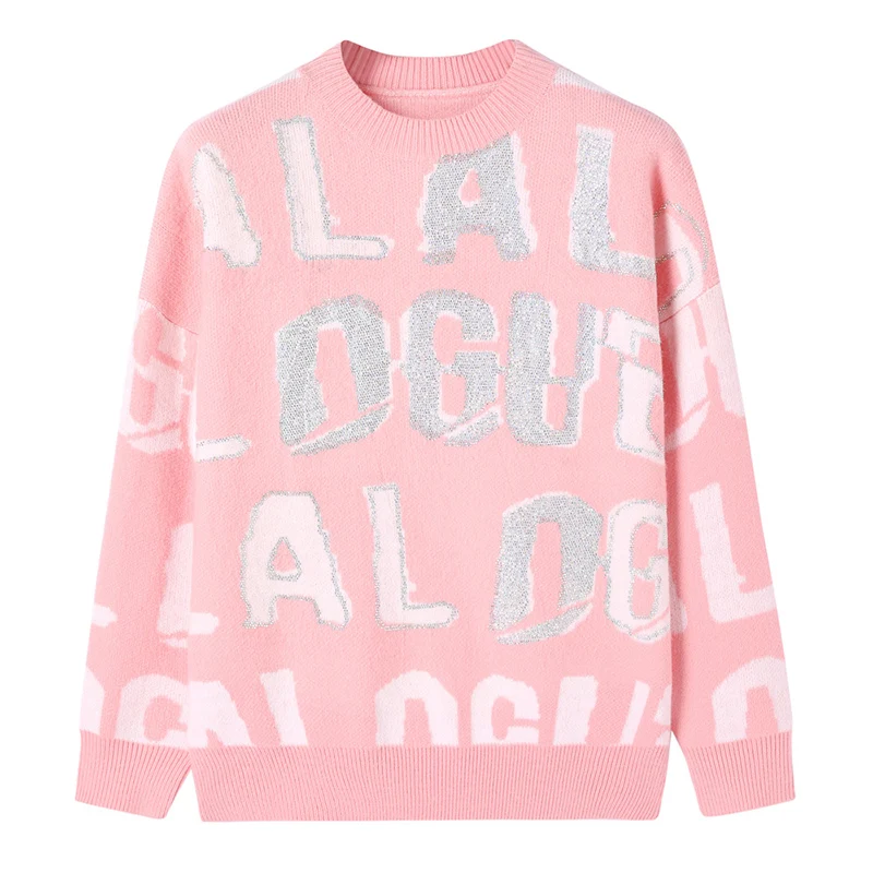 Wholesale Winter wear Pink sweater for women Custom letter design crew neck Knit pullover girl Plus size sweaters
Wholesale Winter wear Pink sweater for women Custom letter design crew neck Knit pullover girl Plus size sweaters