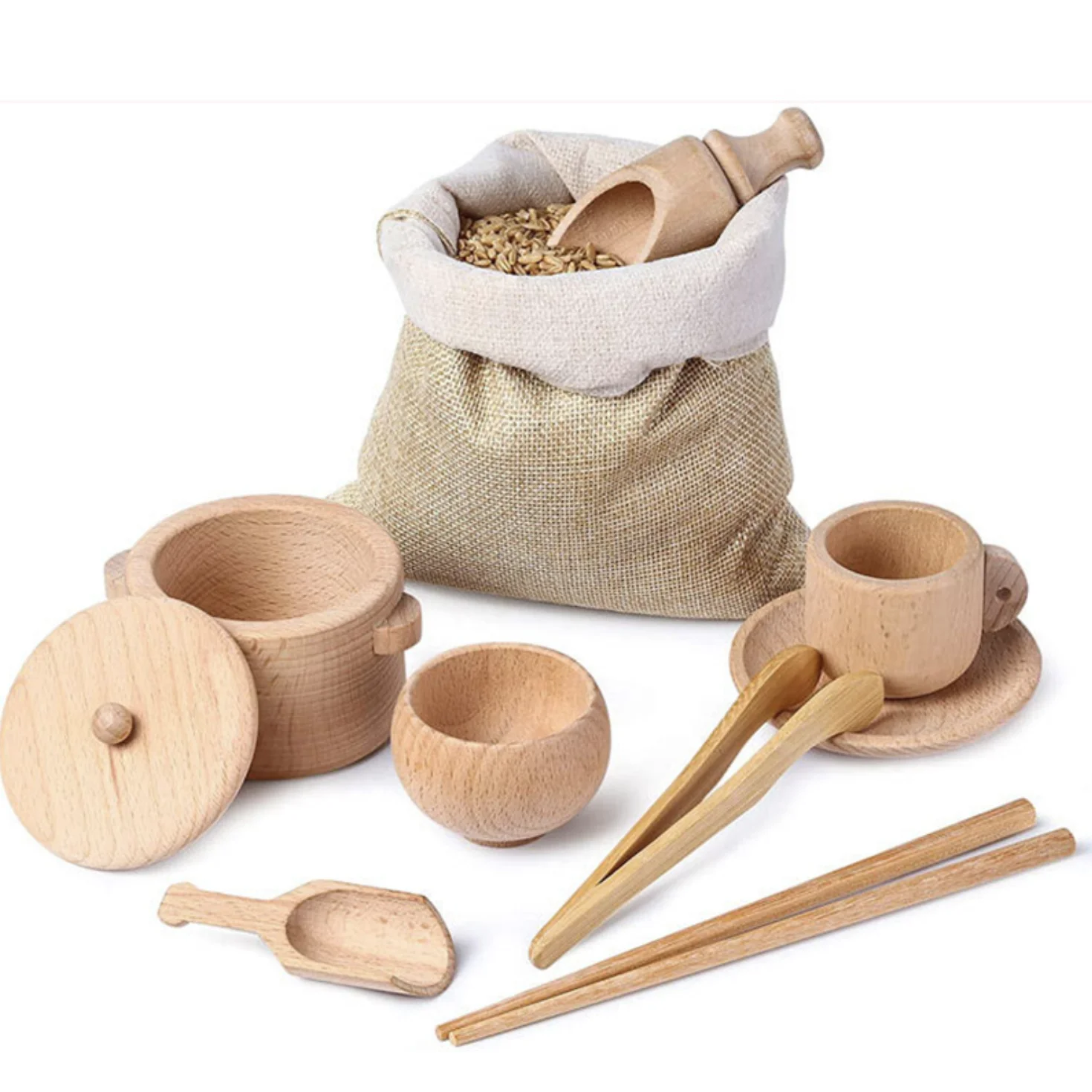 Wholesale Wooden Tableware Wooden Kitchen Toy Premium Wooden Cooking And Tea Set For Kids
Wholesale Wooden Tableware Wooden Kitchen Toy Premium Wooden Cooking And Tea Set For Kids