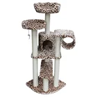 Longnew Pet Leopard Modern Foldable Cat Tree Furniture Tower Climbing Wood Climber