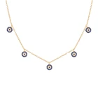 Simple Blue ROXI Bohemia Style S925 Sterling Silver Simple Turkish Blue Eye Fashion Jewelry Necklace