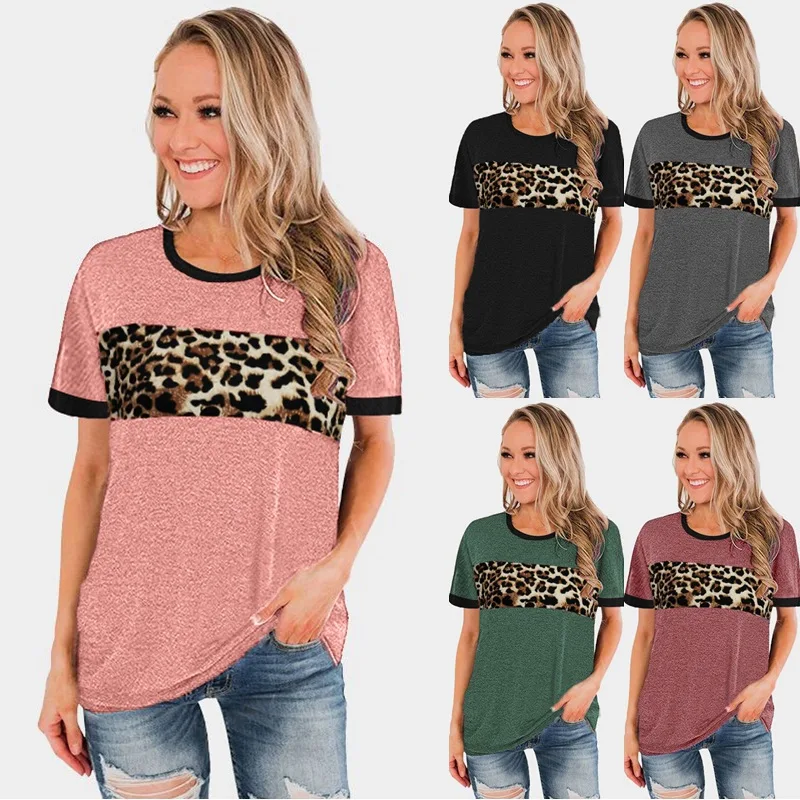 2021 Women's Spring And Summer New Hot Sale Round Neck Leopard Print Stitching Short Sleeve T-shirt Top, Picture color
2021 Women's Spring And Summer New Hot Sale Round Neck Leopard Print Stitching Short Sleeve T-shirt Top, Picture color